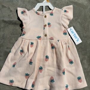 Carter's Pink Dress with Teal Strawberry Motif